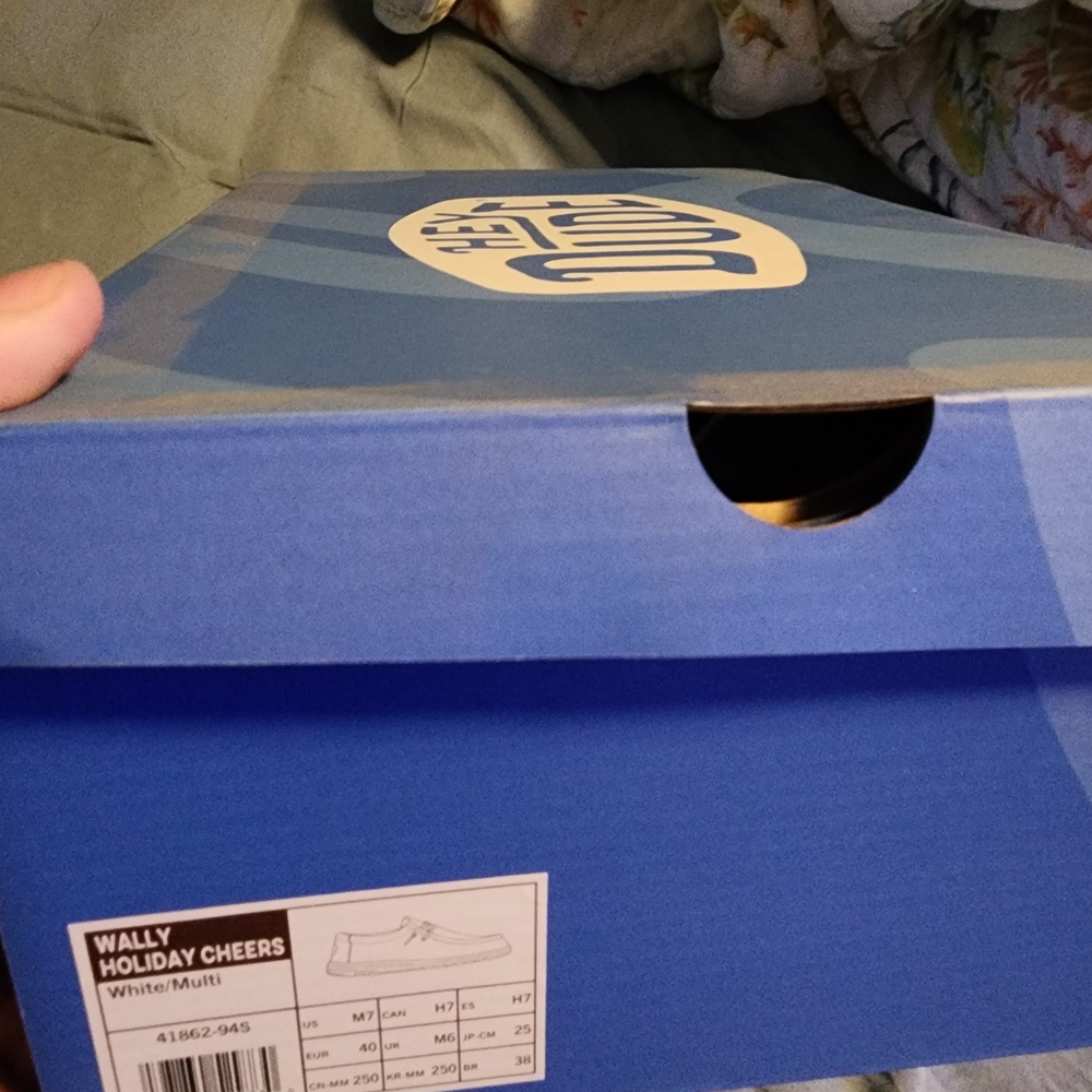 Hey Dude Mens' Patterned Slip-On Shoes - Blue and Red Holiday - Picture 4 of 4